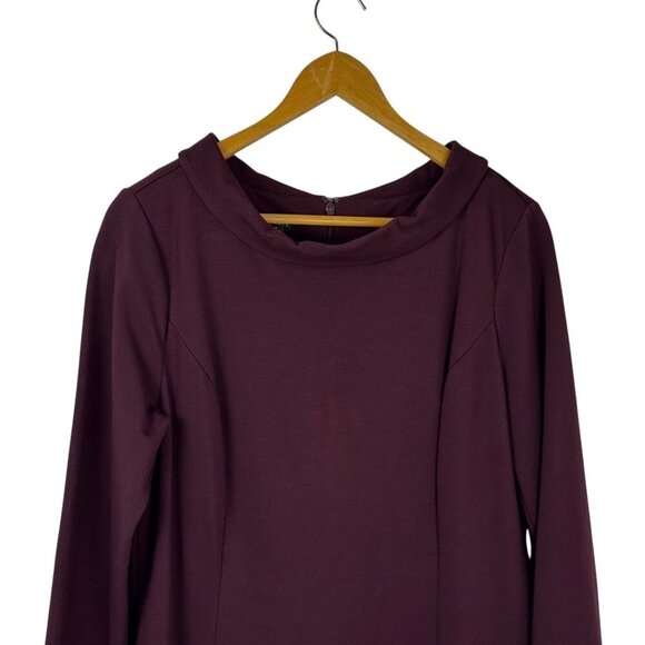 Talbots Career Midi Dress Plum High Neck Sheath 50s Modest Professional Size 12 - Picture 2 of 9